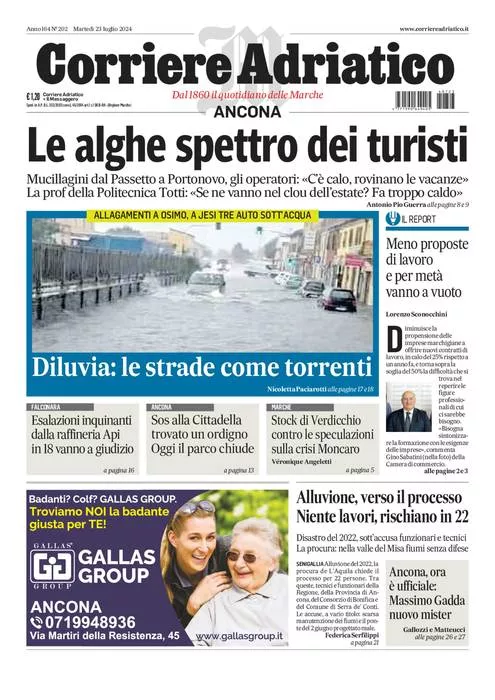 Prima-pagina-corriere adriatico-edizione-di-oggi-23-07-2024